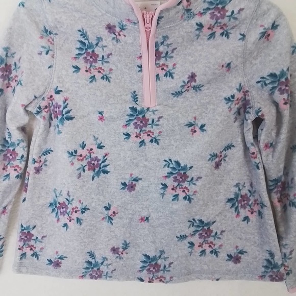 Oshkosh‎ 1/4 Zip Fleece Pullover Size 6 in Grey w/ Floral Print - Picture 4 of 11